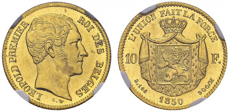 Léopold Ier, 1831-1865. 10 Francs 1850, Bruxelles. Av. LEOPOLD PREMIER - ROI DES...