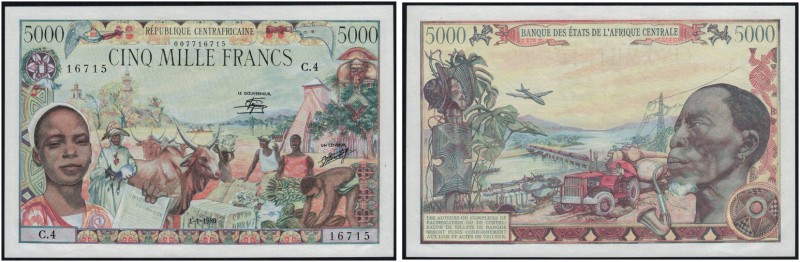 Bank of Central African States. 5000 Francs 1-1-1980. Serial number C.4-00771671...