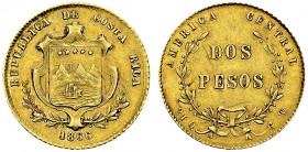 Republic, 1821-. 2 Pesos 1866 GW. KM 113; Fr. 14. AU. 2.89 g. XF-AU