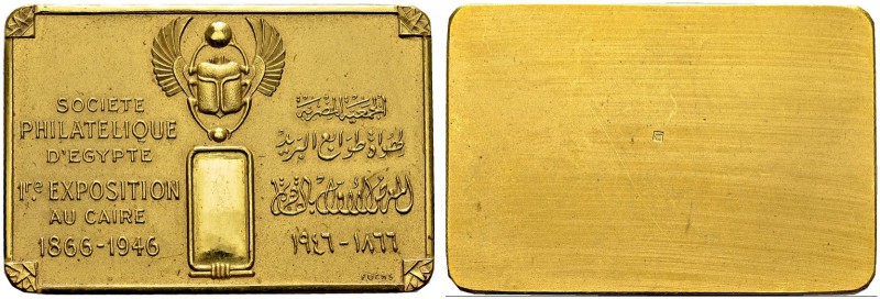 Gold medal 1946 by Fuchs. 34.5x51 mm. Société philatelique d'Egypte, 1re exposit...