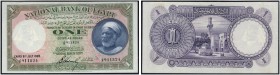 National Bank of Egypt. 1 Pound 8th July 1928, Cairo, Serial number J/8 911824. Pick 20.
PCGS XF 40 Details (hinged thin)