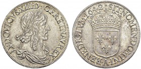 Louis XIII, 1610-1643. Ecu de 60 Sols, premier poinçon de Warin 1642 A, Paris. Point sous le buste. Av. LVDOVICVS XIII D G FR ET NAV REX. Buste lauré ...