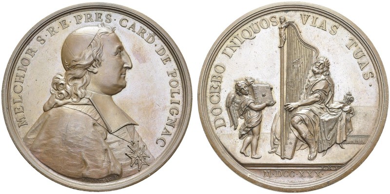Médaille en bronze 1730 par F. Marteau. 58.2 mm. Melchior, Cardinal de Polignac....