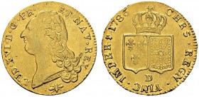 Double Louis d'or à la tête nue 1786 D, Lyon. Gad. 363; Fr. 802. AU. 15.25 g. TTB-SUP nettoyé