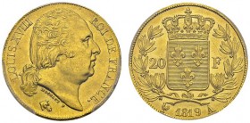 20 Francs 1819 A, Paris. Gad. 1028; F. 519. AU. 6.45 g. PCGS MS 64