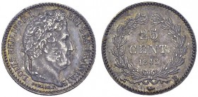 25 Centimes 1845 B, Rouen. Piéfort en argent. Maz. 1088. AR. 2.50 g. RR PCGS SP 63