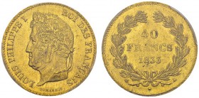 40 Francs 1833 A, Paris. Gad. 1031; F. 546. AU. 12.90 g. PCGS MS 62