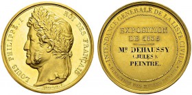 Medaille en or 1836 par Depaulis. 36.5 mm. Intendance générale de la liste civile, exposition de 1836. Av. LOUIS PHILIPPE I ROI DES FRANCAIS. Tête lau...
