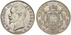 5 Francs 1856 A, Paris. Gad. 734; F. 330. AR. 24.91 g. SPL