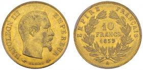 10 Francs 1859 A, Paris. Gad. 1014; F. 506. AU. 3.22 g. PCGS MS 62