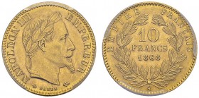 10 Francs 1868 A, Paris. Gad. 1015; F. 507A. AU. 3.22 g. PCGS MS 64