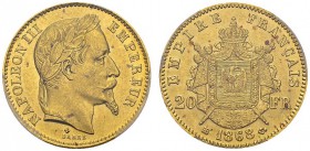 20 Francs 1868 BB, Strasbourg. Gad. 1062; F. 532. 6.45 g. PCGS MS 64