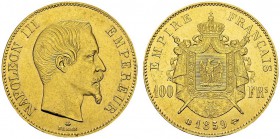 100 Francs 1859 BB, Strasbourg. Gad. 1135; F. 550. AU. 32.21 g. 14'710 ex. TTB