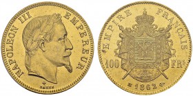100 Francs 1862 BB, Strasbourg. Gad. 1136; F. 551. AU. 32.25 g. 3078 ex. PCGS MS 63