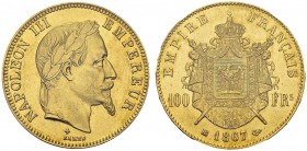 100 Francs 1867 BB, Strasbourg. Gad. 1136; F. 551. AU. 32.25 g. 2807 ex. PCGS MS 62