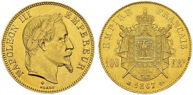 100 Francs 1867 BB, Strasbourg. Gad. 1136; F. 551. AU. 32.25 g. 2807 ex. TTB-SUP
Ex. Kunker auction 263, 24 juin 2015, lot 3138.