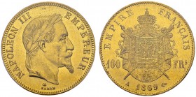 100 Francs 1869 A, Paris. Gad. 1136; F. 551. AU. 32.26 g. 28'872 ex. PCGS MS 63