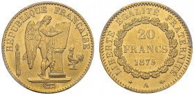20 Francs 1875 A, Paris. Gad. 1063; F. 533. AU. 6.45 g. PCGS MS 64