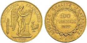 100 Francs 1899 A, Paris. Gad. 1137; F. 552. AU. 32.20 g. 10'000 ex. SUP
