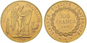 100 Francs 1911 A, Paris. Gad. 1137a; F. 553. AU. 32.23 g. 30'067 ex. PCGS MS 64