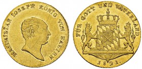 Maximilien Joseph, 1799-1825. Ducat 1821, Munich. Obv. MAXIMILIAN IOSEPH KÖNIG VON BAEIRN (sic). Bare head right. Rev. FÜR GOTT UND VATERLAND. Coat of...