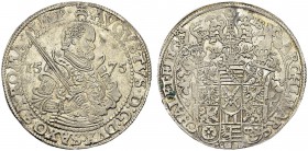 Saxony-Albertine. Augustus, 1553-1586. Thaler 1575. KM 208. AR. 29.12 g. XF
