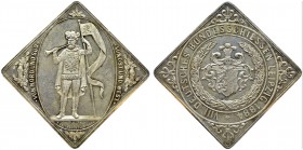 Saxony. Albert, 1873-1902. Silver medal 1884 by Helfricht. 50 mm. Shooting festival in Leipzig. AR. 27.76 g. PCGS MS 64