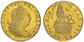 1/3 Guinea 1776. Gold pattern. Obv. GEORGIVS III DEI GRATIA. Laureate head right. Rev. MAG BRI FR ET HIB REX. Crowned lion over crown. KM Pn55; WR 137...