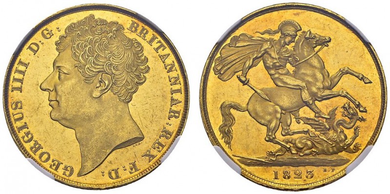 George IV, 1820-1830. 2 Pounds 1823, London. Spink 3798; KM 690. AU. 15.96 g. NG...