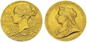 Gold medal 1897 by G. W. de Saulles. 25.5 mm. Diamond Jubilee. Eimer 1817b. AU. 12.86 g. XF