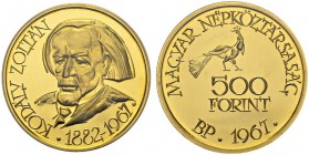 500 Forint 1967 BP. Kodaly Zoltan. KM 580; Fr. 621. AU. 42.05 g. PCGS PR 64 CAM