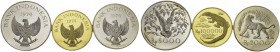 Republic, 1949-. Set of three coins 1974 : 2000 Rupiah, 5000 Rupiah, 100'000 Rupiah. Conservation series. Total (3). KM 39a, 40a, 41. AR (2), AU. 28.2...