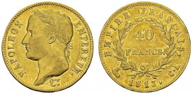 Napoleone I, 1804-1815. 40 Francs 1813 CL, Genova. Gad. 1084; F. 541; Gigante 9; Montenegro 99. AU. 12.84 g. XF