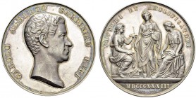 Silver medal 1833, by G. Galeazzi. 46.5 mm. Arts. AR. 50.23 g. UNC
Attributed in 1855, edge engraved : FARA-FORNI EUGENIO ARCHITETTURA UN ARCO PREMIO...