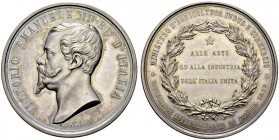 Regno d'Italia. Vittorio Emanuele II, 1849-1878. Silver medal 1862, by G. Ferraris. 55.5 mm. International exhibition in London. AR. 96.92 g. UNC
Ex....