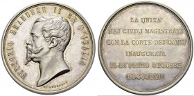 Silver medal 1862, by G. Ferraris. 55.5 mm. Unification of the administration. AR. 103.16 g. UNC
Ex. Sincona auction 23, 19 May 2015, lot 2765.