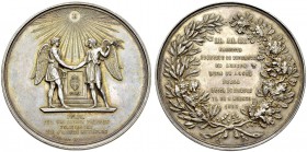 Silver medal 1862, by Winspeare. 62 mm. Visit of Prince Umberto and Amadeo to the mint of Naples. AR. 112.93 g. Nice AU
Ex. Sincona auction 23, 19 Ma...
