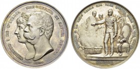 Umberto I, 1878-1900. Silver medal 1878, by Speranza. 68.5 mm. Throne takeover. Obv. UMBERTO I RE D'ITALIA MARGHERITA DI SAVOIA REGINA. Conjoined head...