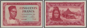 Banque de la République du Mali. 500 Francs, 22 septembre 1960. Serial number F 48 / 025487. Pick 3. XF+