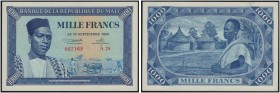 1000 Francs, 22 septembre 1960. Serial number A 28 / 027162. Pick 4. XF+