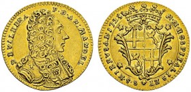 Antonio Manohel de Vilhena, 1772-1736. 2 Zecchini 1723, Valletta. Obv. DE VILHENA F D AN MANOEL. Bust right. Rev. M M HOSPITALIS ET S S HIERVSAL. Crow...
