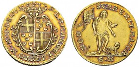 Emmanuel Pinto, 1741-1773. 10 Scudi 1763, Valletta. Obv. F EMMANVEL PINTO M M H S S. Coat of arms. Rev. NON SVRREXIT MAIOR / S X. St John the Baptist ...