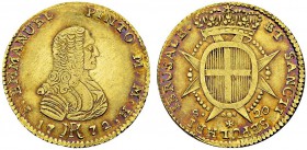 20 Scudi 1772, Valletta. Obv. F EMMANVEL PINTO M M H. Bust right. Rev. ET SANCTI SEPULHRI IERUSALE / S - 20. Crowned coat of arms. KM 277; Fr. 34. AU....