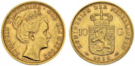 10 Gulden 1898, Utrecht. KM 124; Fr. 348. AU. 6.70 g. AU