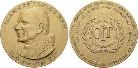Karol Józef Wojtyla, 1978-2005. Pattern bronze medal 1981. 60.5 mm. 67th session of the International Labour Conference. Pope John Paul II visit in Ge...