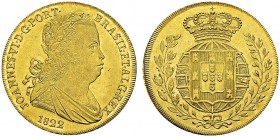 Joao VI, 1816-1822. Peça 1822, Lisbon. KM 364; Fr. 128. AU. 14.25 g. UNC