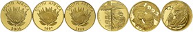 Lot of 3 coins : 25 Rand 2006 Desmond Tutu, 25 Rand 2007 Nelson Mandela and Frederik de Klerk, 25 Rand 2008 Mahatma Gandhi. Total (3). KM 406, 409, 45...
