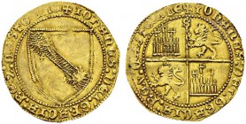 Castilla y Léon. Juan II, 1406-1454. Dobla de la banda ND S, Sevilla. Obv. IOHANES DEI GRACIA REX CASTELLE. Royal bend of Castille. Rev. IOHANES DEI G...