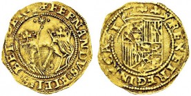 Isabel y Fernando V, 1475-1504. Excelente ND (1497-1504) S, Sevilla. Fr. 136. AU. 3.41 g.
VF tooled
Ex. NAC auction 22, 18 mar 2002, lot 34.