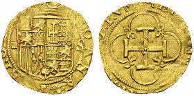 Juana y Carlos, 1506-1555. Escudo ND (1516-1556) S, Sevilla. Fr. 153. AU. 3.37 g. XF